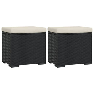 Hocker mit Kissen, 2er-Set, Schwarz