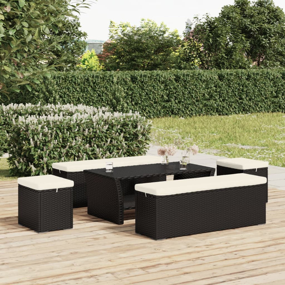 Hocker mit Kissen, 2er-Set, Schwarz