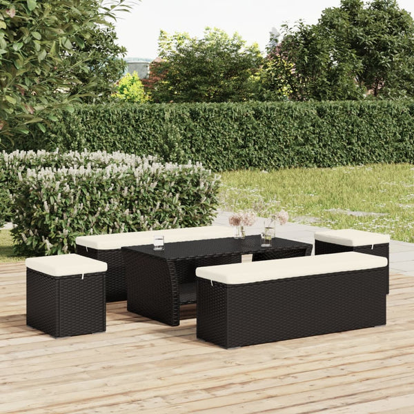 Hocker mit Kissen, 2er-Set, Schwarz