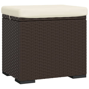 2er Set Hocker mit Kissen, Braun Poly Rattan