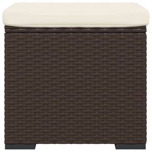 2er Set Hocker mit Kissen, Braun Poly Rattan