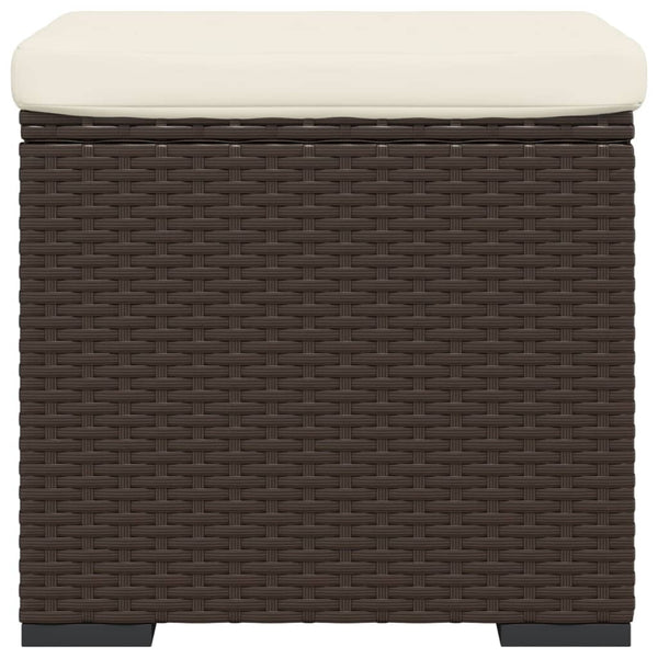 2er Set Hocker mit Kissen, Braun Poly Rattan