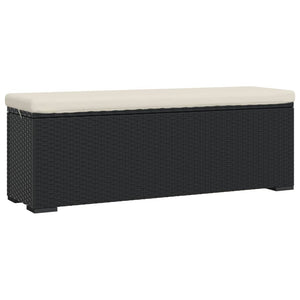 Hockerbank Schwarz mit Sitzkissen, 110 cm