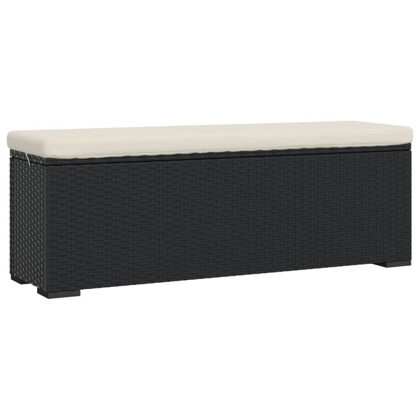 Hockerbank Schwarz mit Sitzkissen, 110 cm