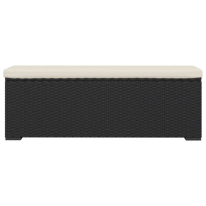 Hockerbank Schwarz mit Sitzkissen, 110 cm