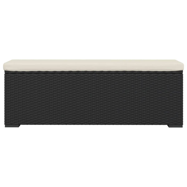Hockerbank Schwarz mit Sitzkissen, 110 cm