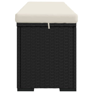 Hockerbank Schwarz mit Sitzkissen, 110 cm