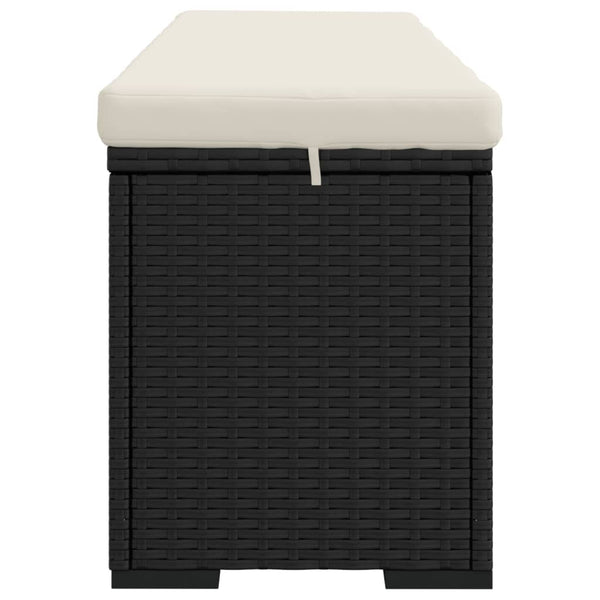 Hockerbank Schwarz mit Sitzkissen, 110 cm