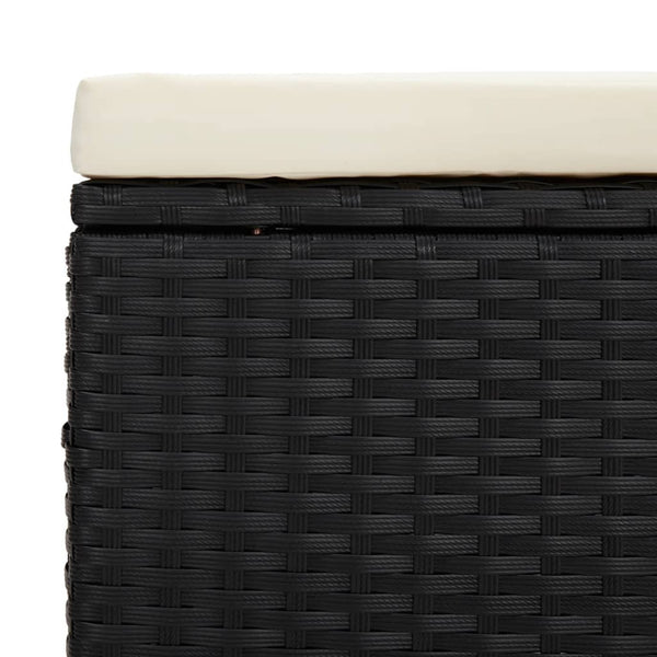 Hockerbank Schwarz mit Sitzkissen, 110 cm