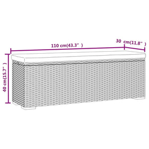 Hockerbank Schwarz mit Sitzkissen, 110 cm