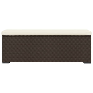vidaXL Ottoman with Cushion Brown 110x30x40 cm Poly Rattan