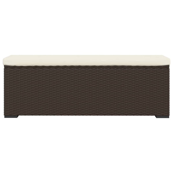 vidaXL Ottoman with Cushion Brown 110x30x40 cm Poly Rattan