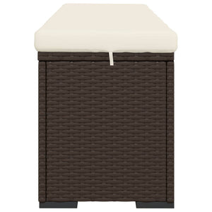 vidaXL Ottoman with Cushion Brown 110x30x40 cm Poly Rattan