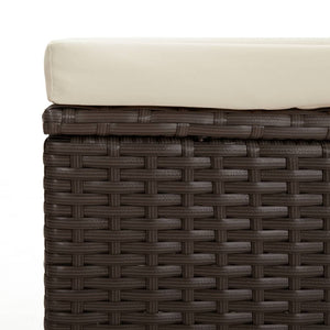 vidaXL Ottoman with Cushion Brown 110x30x40 cm Poly Rattan