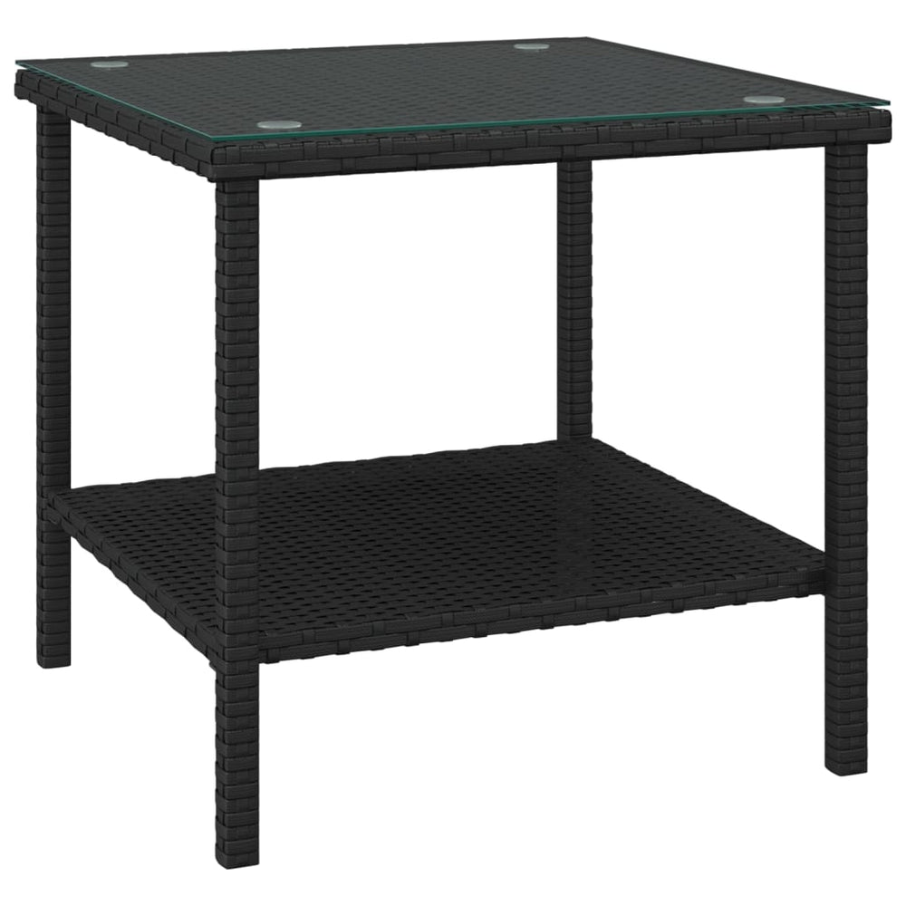 Schwarzer Beistelltisch 45x45 cm Poly Rattan
