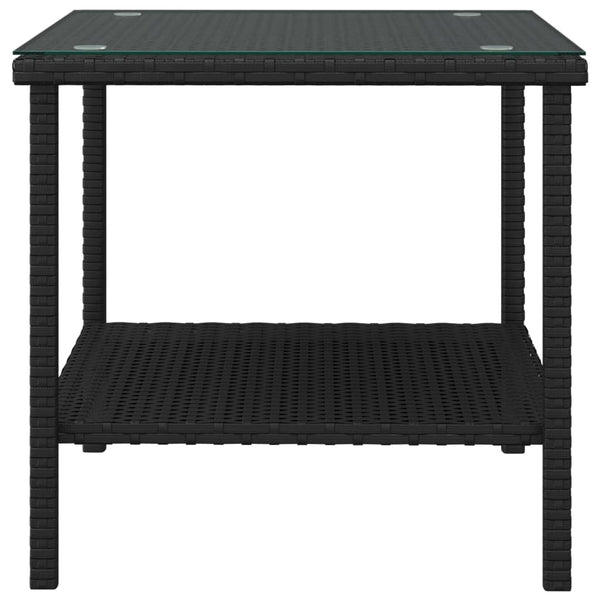 Schwarzer Beistelltisch 45x45 cm Poly Rattan