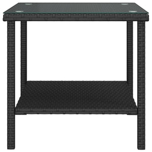 Schwarzer Beistelltisch 45x45 cm Poly Rattan