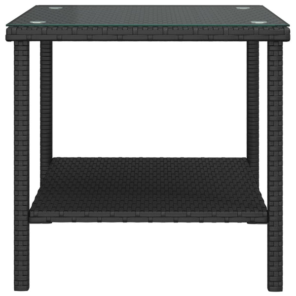 Schwarzer Beistelltisch 45x45 cm Poly Rattan