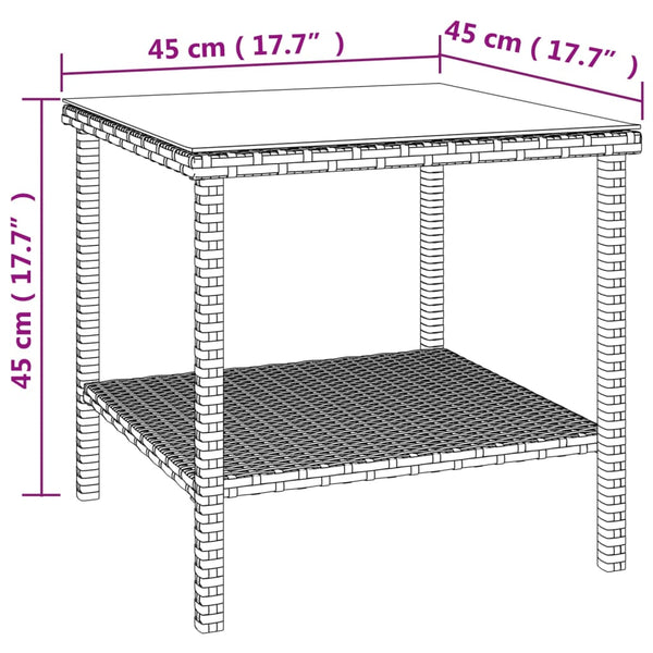 Schwarzer Beistelltisch 45x45 cm Poly Rattan
