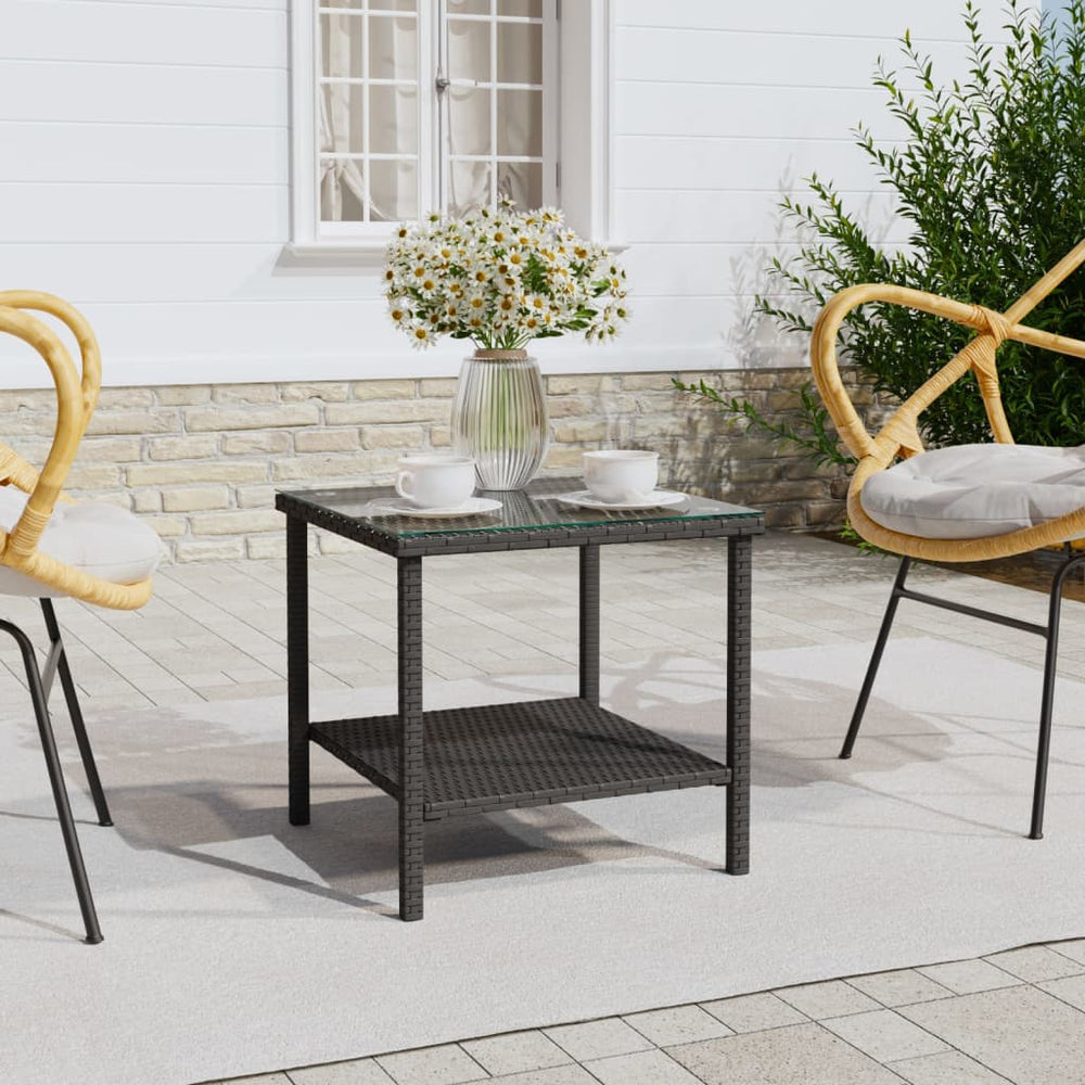 Schwarzer Beistelltisch 45x45 cm Poly Rattan