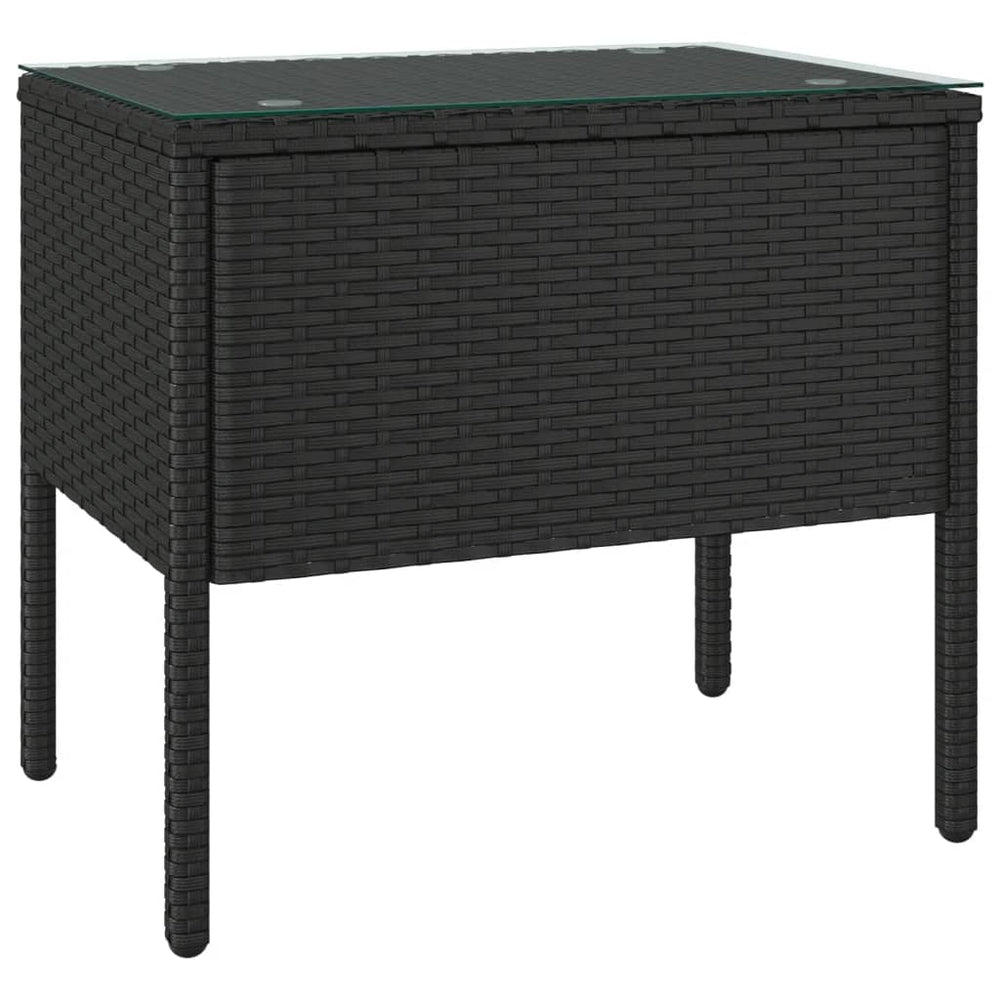 Schwarzer Beistelltisch Poly Rattan 53x37x48cm