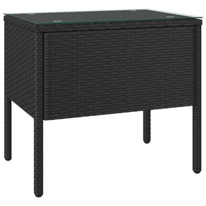 Schwarzer Beistelltisch Poly Rattan 53x37x48cm