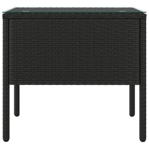 Schwarzer Beistelltisch Poly Rattan 53x37x48cm
