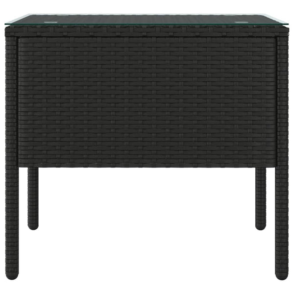 Schwarzer Beistelltisch Poly Rattan 53x37x48cm