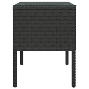 Schwarzer Beistelltisch Poly Rattan 53x37x48cm