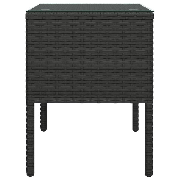 Schwarzer Beistelltisch Poly Rattan 53x37x48cm