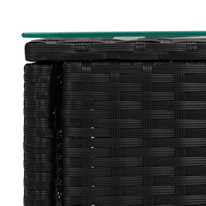 Schwarzer Beistelltisch Poly Rattan 53x37x48cm