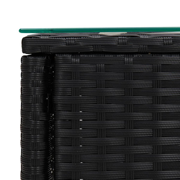 Schwarzer Beistelltisch Poly Rattan 53x37x48cm