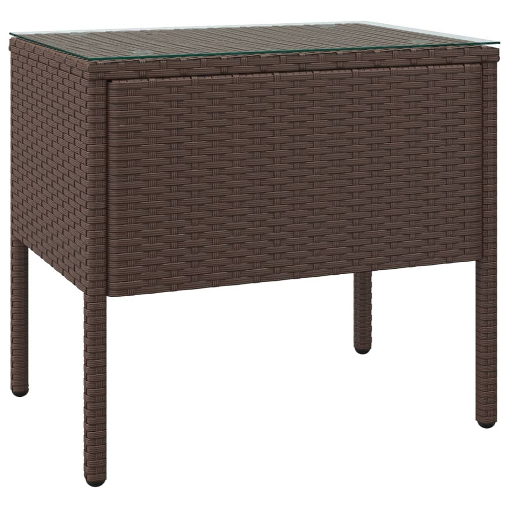 Brauner Beistelltisch Poly Rattan 53x37x48 cm