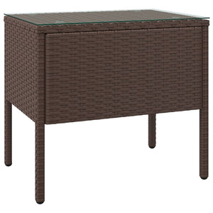 Brauner Beistelltisch Poly Rattan 53x37x48 cm