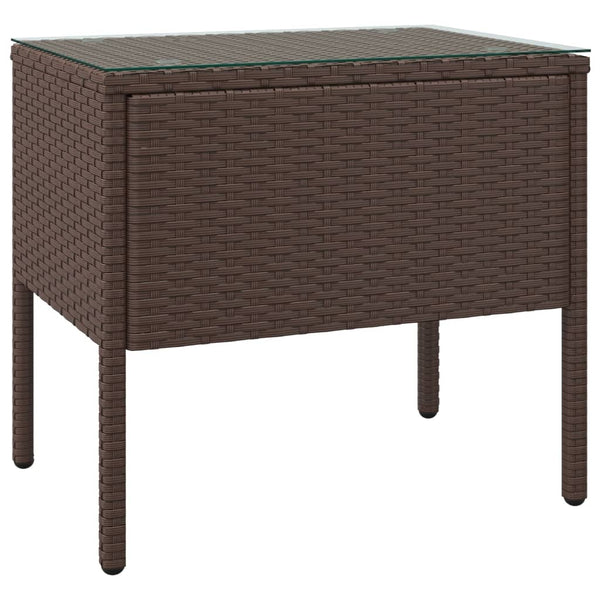 Brauner Beistelltisch Poly Rattan 53x37x48 cm