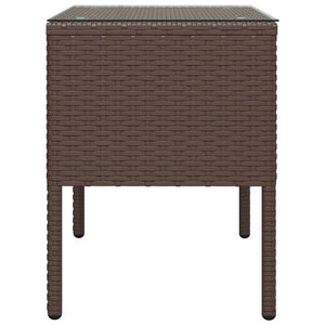Brauner Beistelltisch Poly Rattan 53x37x48 cm