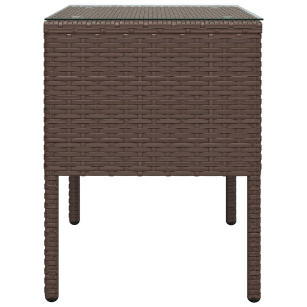 Brauner Beistelltisch Poly Rattan 53x37x48 cm