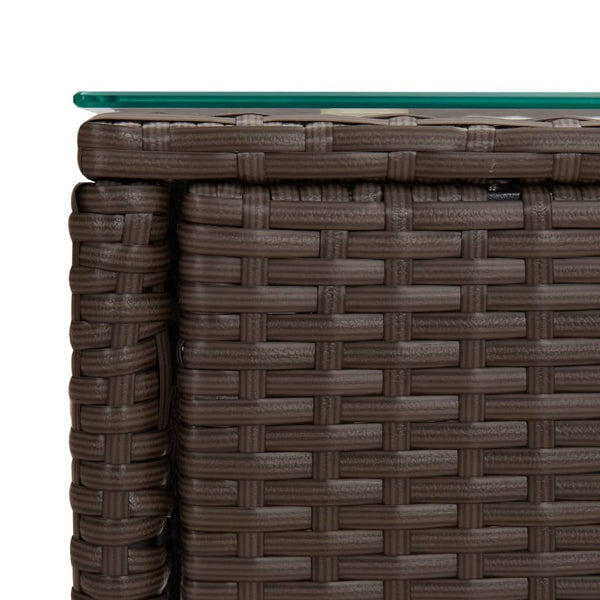 Brauner Beistelltisch Poly Rattan 53x37x48 cm