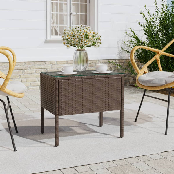 Brauner Beistelltisch Poly Rattan 53x37x48 cm