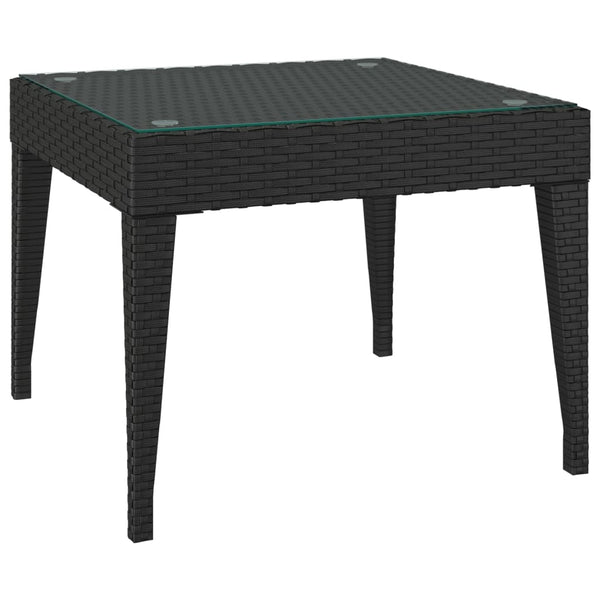 Schwarzer Beistelltisch Poly Rattan 50x50 cm