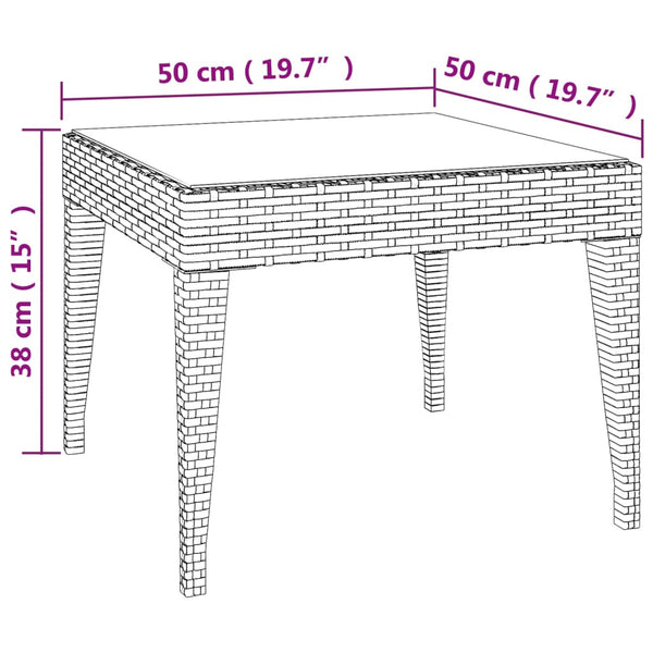 Schwarzer Beistelltisch Poly Rattan 50x50 cm