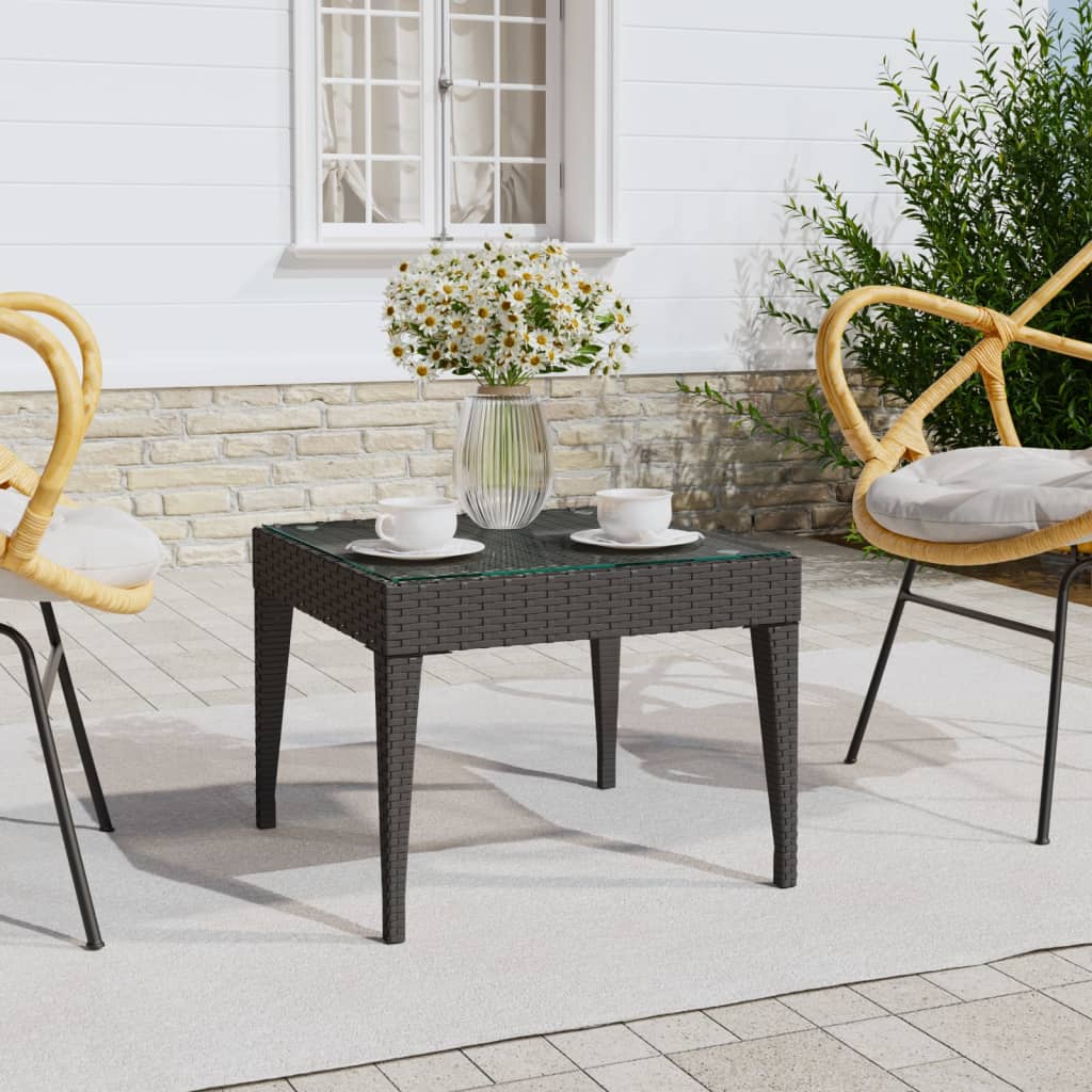 Schwarzer Beistelltisch Poly Rattan 50x50 cm