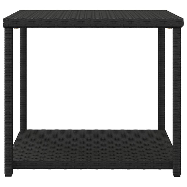 Schwarzer Beistelltisch Poly Rattan 55x45x49 cm
