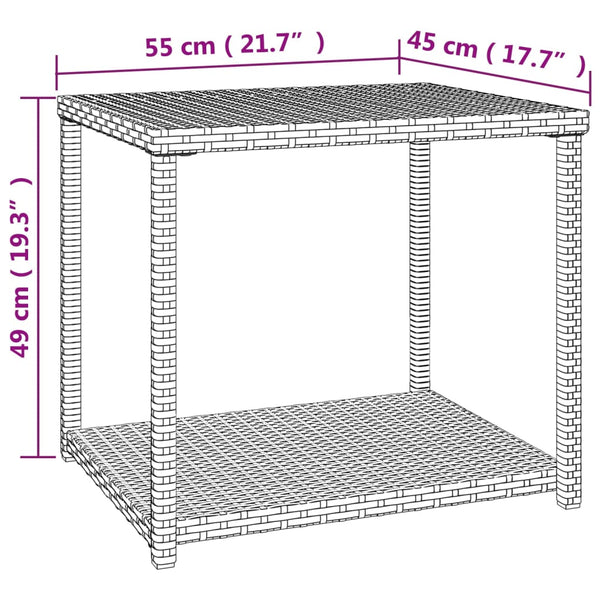 Schwarzer Beistelltisch Poly Rattan 55x45x49 cm