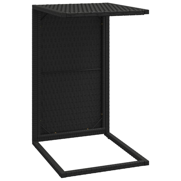 Schwarzer C-Tisch 40x60cm Poly Rattan