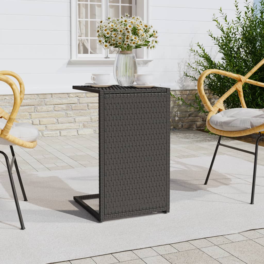 Schwarzer C-Tisch 40x60cm Poly Rattan