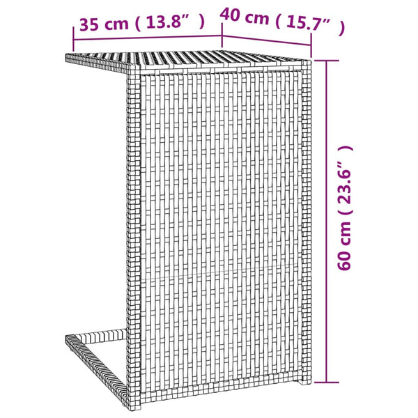 Braun C-Tisch Poly Rattan 40x35x60 cm