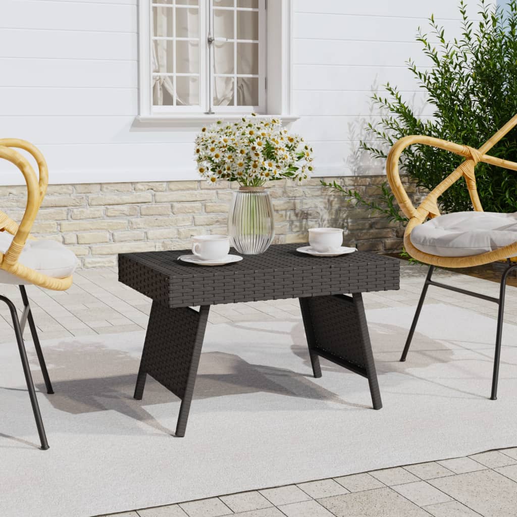 Klappbarer Beistelltisch Schwarz Poly Rattan