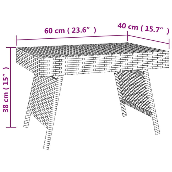 Klappbarer Beistelltisch Braun Poly Rattan 60x40