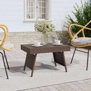 Klappbarer Beistelltisch Braun Poly Rattan 60x40